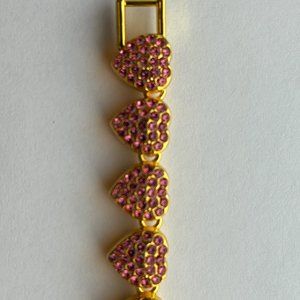 Fifth Avenue Strawberry Chain Gold Round Cut Red Rhinestone Bracelet 7 inch